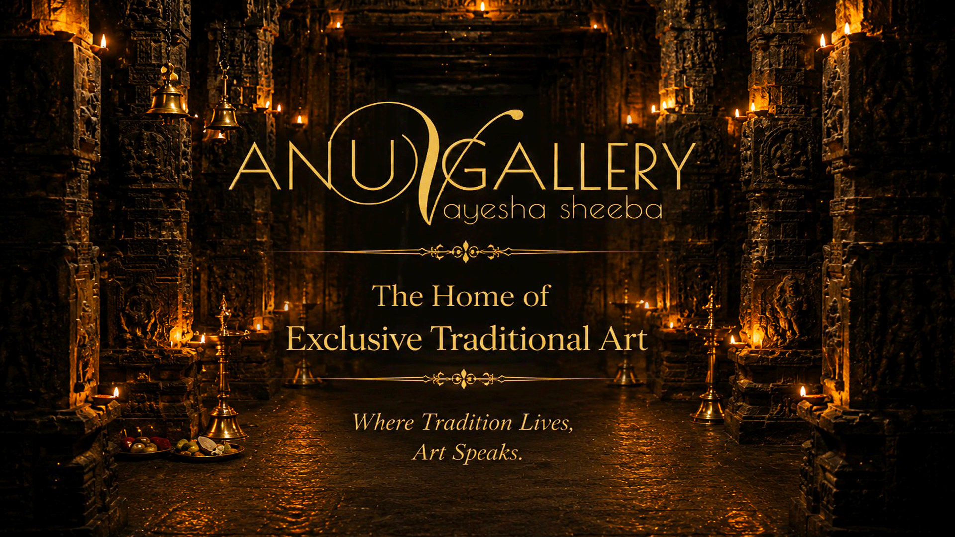 AnuGallery hero banner featuring the brand mark and signature tagline